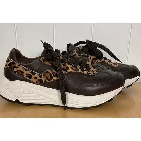 Boemos Leopard Brown Leather Pony Hair Vibram Soles Women's Sneakers Size‎ EU 39 - Picture 2 of 8